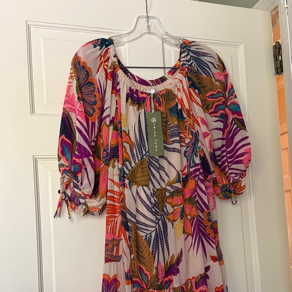 Trina Turk Multicolor Tropical Print Midi Dress